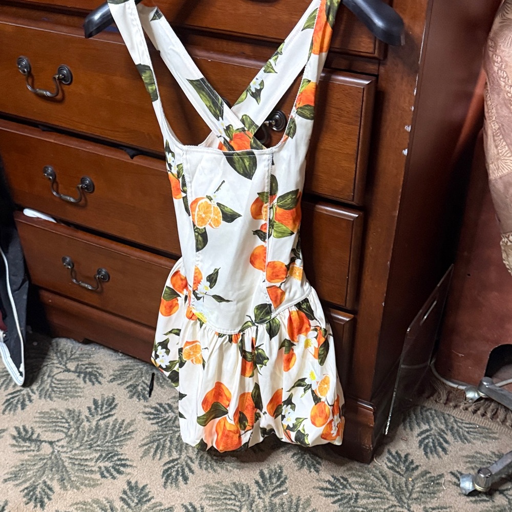 Zara Orange and Cream Floral Mini Dress